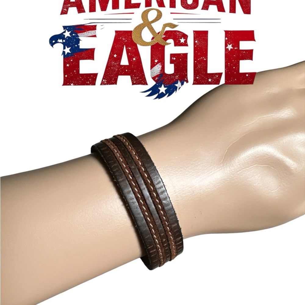 American Eagle Outfitters Dark Brown Leather Wrap Bracelet